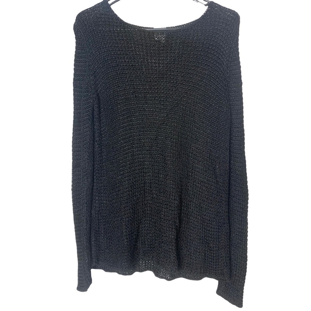 Eileen Fisher Medium Open Knit Quiet Luxury Black Oversized Top